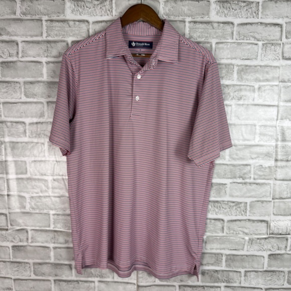 Donald Ross Patriotic Striped Performance Golf Polo Mens Medium Stretch - Picture 2 of 7